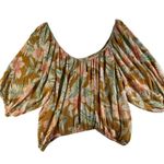 Rip Curl  XL Always Summer Gold Floral Tropical Bubble Hem Top Crinkle Gauzy NEW Photo 1