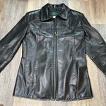 Vintage 90s DC Collection Sleek Black Vegan Leather Zip Up Jacket Size Small Photo 0