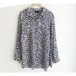Apt. 9 Womens  Flowy Animal Print Cheetah Button Down Top - Sz L Petite LP Photo 1