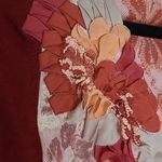 Lulumari  ROSE FLORAL KNIT MIXED MEDIA OPEN LACE BACK CARDIGAN MEDIUM Photo 3