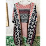 Marine layer  Red Aztec Southwestern Open Front Cardigan Sweater - Size - O/S Photo 4