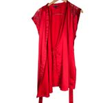 Victoria's Secret  Red Satin‎ Lace Short Sleeve Kimono Robe M Boudoir Sexy Photo 5