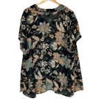 Lane Bryant  Blouse Womens 26/28 Black Sheer 3/4 Button Boho Floral Cottagecore Photo 2