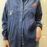 Disney Vintage Y2K Corduroy Winnie Pooh Embroidered Button Down Shirt‎ Sz Small Photo 0