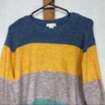 H&M Blue, Yellow, Gray & Green Colorblock Stripe Long Sleeve Sweater Size S Photo 1