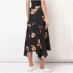 ALC Frank A.L.C.‎ Borden Black Floral Wrap Silk Midi Skirt Size 4 Photo 1