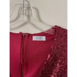 Tobi  Low Cut V-Neck Sequin Bodycon Mini Dress Ruby Red Size Small Photo 4
