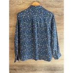 A loves A  Blouse Sz M Blue 100% Silk Floral Button Down Top Collared Preppy Photo 5