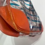 Prada Fish Pattern Stripes Vinyl Orange Leather Trim Tote Bag Colorful 10'' Photo 4