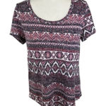 Absolutely Famous  Aztec Print Short Sleeve Top Size M Photo 0