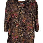 Christopher & Banks Vintage Y2K Top Womens XL Brown Floral Dark Romantic Grunge Photo 0