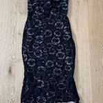 RIHOAS Midi Dress Lace Textured Ruffle Mermaid Size XS Black Nude Photo 0