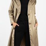 Fen Nelli Brown Tan Button Up Long Sleeve Trench Coat 10 Photo 0