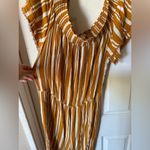 Xhilaration Summer yellow striped off-shoulder jumpsuit Photo 2