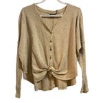 Urban Outfitters Out From Under Medium Waffle Knit Top Beige Oversized VNeck Tie Photo 0