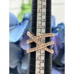 Rose Gold Criss Cross Ring with‎ Rhinestones Statement Band Ring Size 7 Photo 3