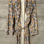 World Market Blue Floral Print Loungewear‎ Robe one size boho Photo 0