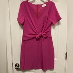 Everly  Hot Pink Tie Front Short Sleeve Shift Mini Dress Photo 1