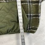 ZARA  Sherpa Pullover Hoodie Plaid Quilted Pocket Green Olive Size Small‎ Photo 2