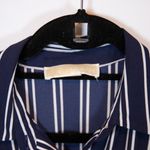 Michael Kors MICHAEL Blue White Stripe Floral Print Pattern Chiffon Shirt Dress Photo 1