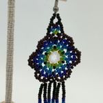 Beaded Dangle Drop Earrings Seed Bead Black Blue Green Boho Handmade Photo 2