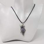 Handmade Owl w/ Lavender & Purple Metallic Resin Necklace Photo 0