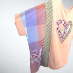 easel Size S (Oversized) Heart Patch Top in Peach Photo 2