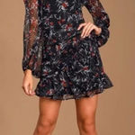 Lulus ✨HP✨Petal to The Metal Black Floral Print Chiffon Mini Dress✨ Photo 0