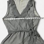 Max Studio Black & White Gingham Ruffle Wrap Sleeveless Peplum Blouse Women’s M Photo 3