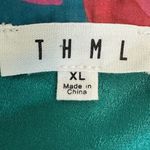 THML Flower Power Mini Dress Teal Pink Puff Sleeve Tiered Short Dress Size XL Photo 14