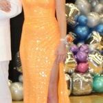 Glam Orange Sequin Prom Dress Photo 3