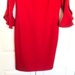 Karl Lagerfeld Red  Paris 3/4 Flutter Sleeve Sheath Dress Size 4 Photo 2