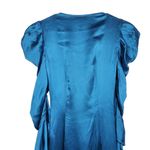 De La Vali Gin Ruched Maxi Dress in Blue Size UK 8 US 4 Long Sleeve Satin NWT Photo 6