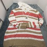 Faded Glory  Hoodie Women's S(4-6) Knit Pullover Long Sleeve Coral/Tan/White Photo 7