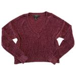 Forever 21  Women's Small Red V-Neck Long Sleeve Sweater Cropped Photo 0