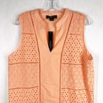 August Silk Medium Top Orange Peach Eyelet Embroidered Sleeveless Tunic 840 Photo 2