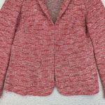 Talbots Womens Unstructured Blazer 10 Red Tweed Cotton Career Jacket Cardigan Photo 3