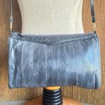Vintage Grey Soft Eel‎ Skin Leather 1980s Crossbody Shoulder Bag Chic Classy Gray Photo 4