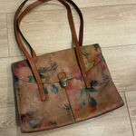 Patricia Nash  Vienna Satchel Brown Leather Floral Shoulder Tote Handbag Purse Photo 0