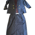 Vintage Giorgio Sant Angelo Black Wool Blazer Skirt Suit Set Double Breasted Size 14 Photo 0