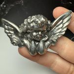 Winged Cherub Angel Brooch Pin Pewter Color Silver Tone Photo 6
