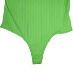 Pretty Little Thing Women's 8 Neon Lime Rib Plunge Long Sleeved Bodysuit NEW Photo 5