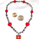 Purple red pressed flower choker Photo 0