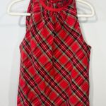 J.Crew Ruffleneck Sleeveless Cotton Poplin Top Red Plaid NWT Size M Photo 0