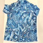 Haband Womens Sz Large Vintage Blue Paisley Wing Collared Pullover Top Shirt Photo 2