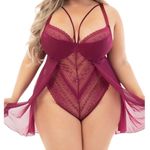 Lavish Escante Teddy Doll Of  Lace With Sheer Overlay Photo 0