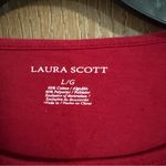 Laura Scott  Christmas Red Long Sleeve Beads & Snowman Pyramid Shirt Size Large Photo 2