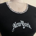 Brandy Melville Black “New York” Baby Tee – Leopard Trim – Made in Italy Photo 1