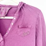 Guess Womens Y2K Vintage Rhinestone Crown Embellished Hooded Top Size M Purple Photo 1