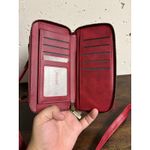 Megshi Red Faux Leather Zip Up Wallet With Strap Summer Spring Handbag Cute Photo 3